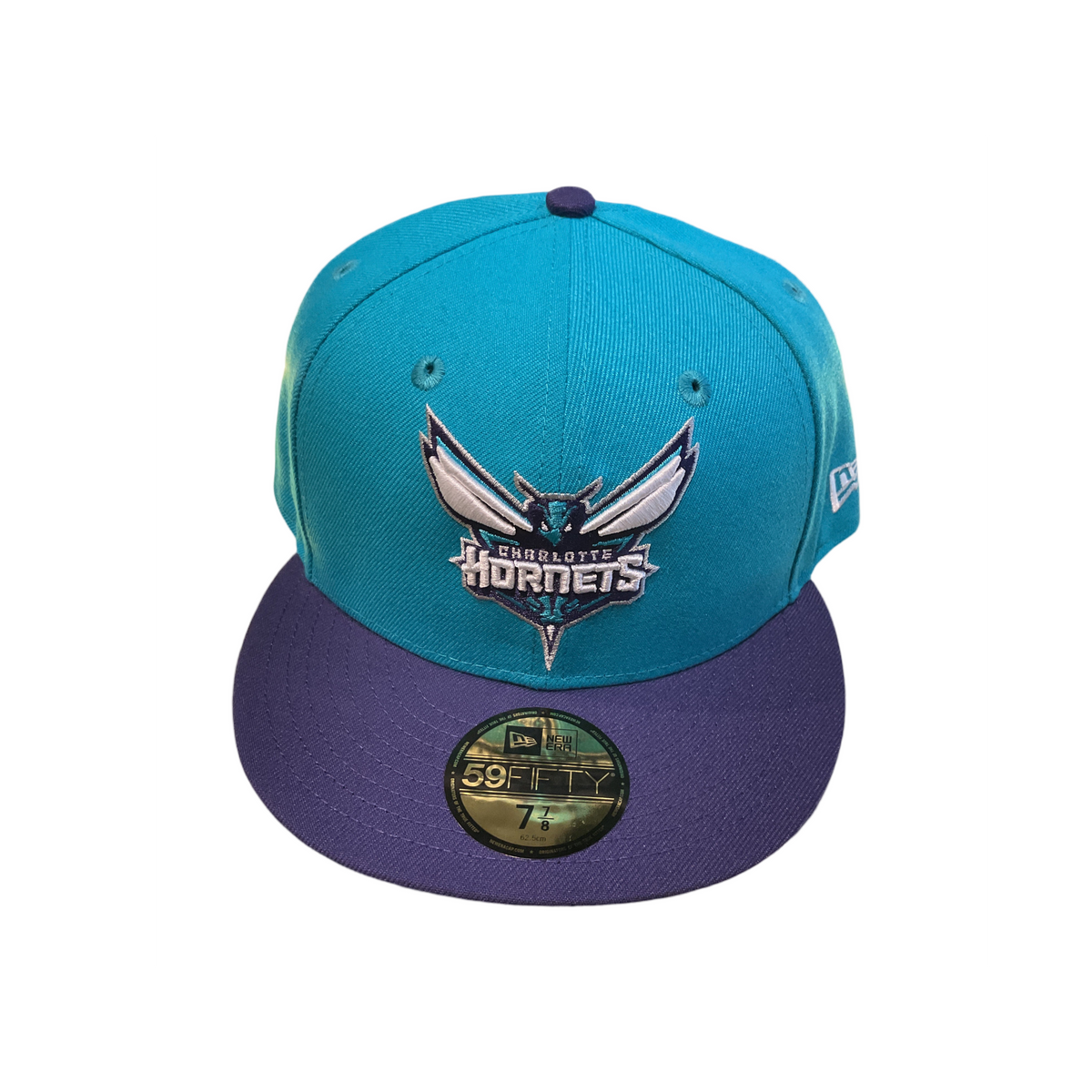 Looking Good Pine Bluff Charlotte Hornets 59FIFTY fitted cap in teal and purple with front embroidered team logo