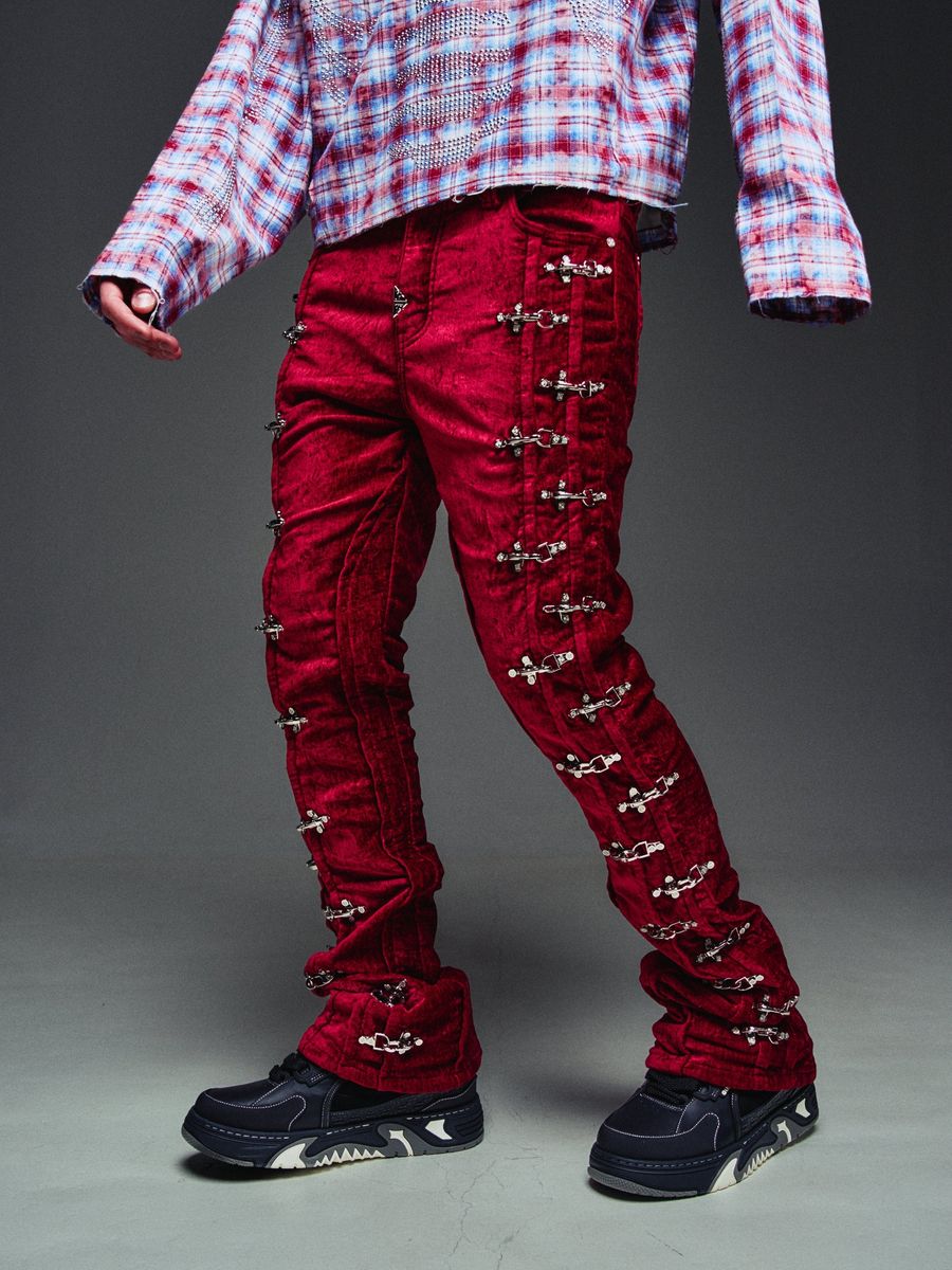 GUAPI Red Velvet Stacked Pants
