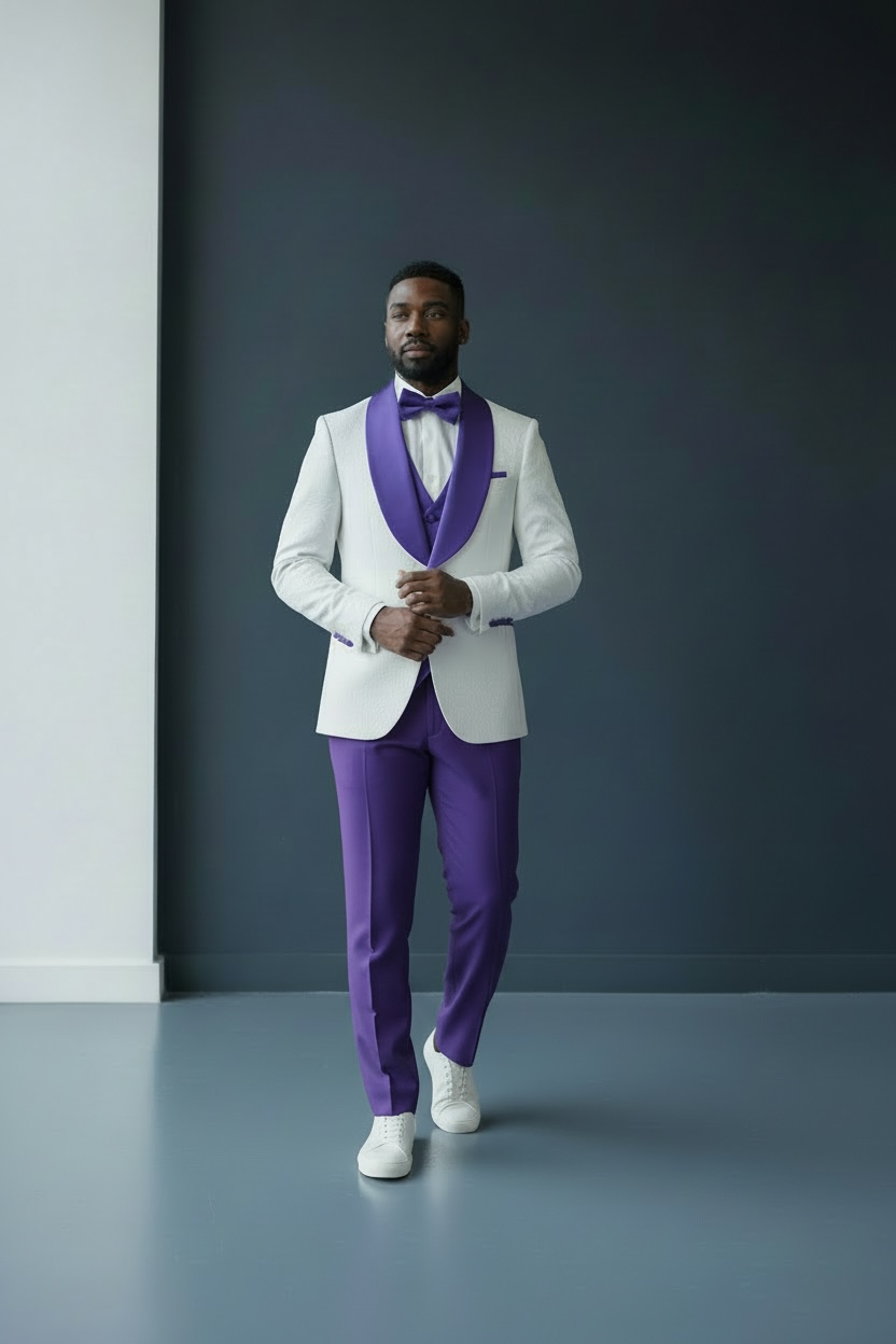 Mazari White and Purple Tuxedo ( 9648)