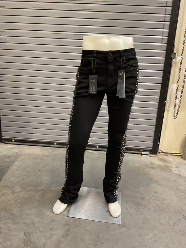Waimea Black Studded Stacked Pants