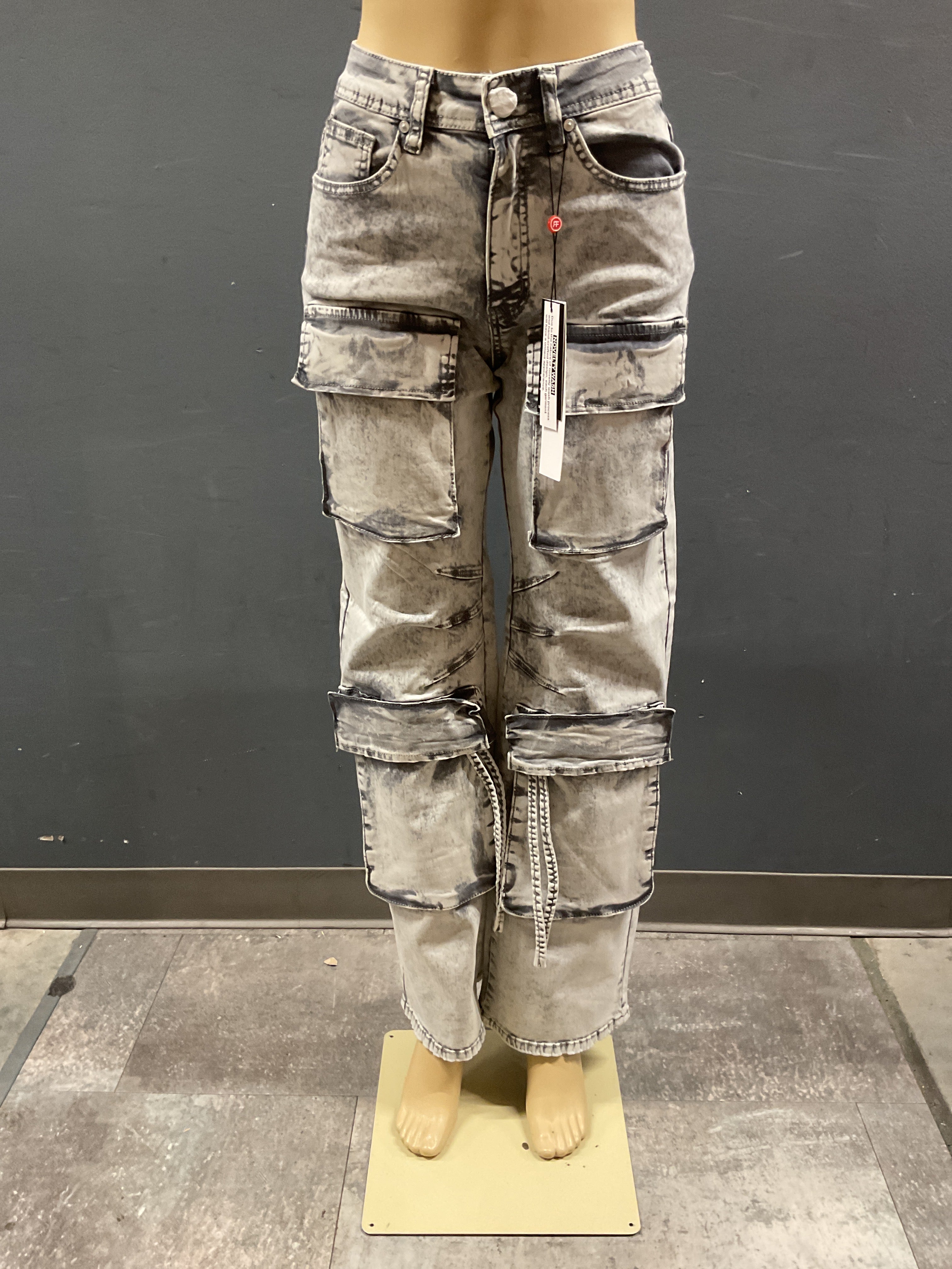 Redfox Light Grey Baggy Stacked Pants