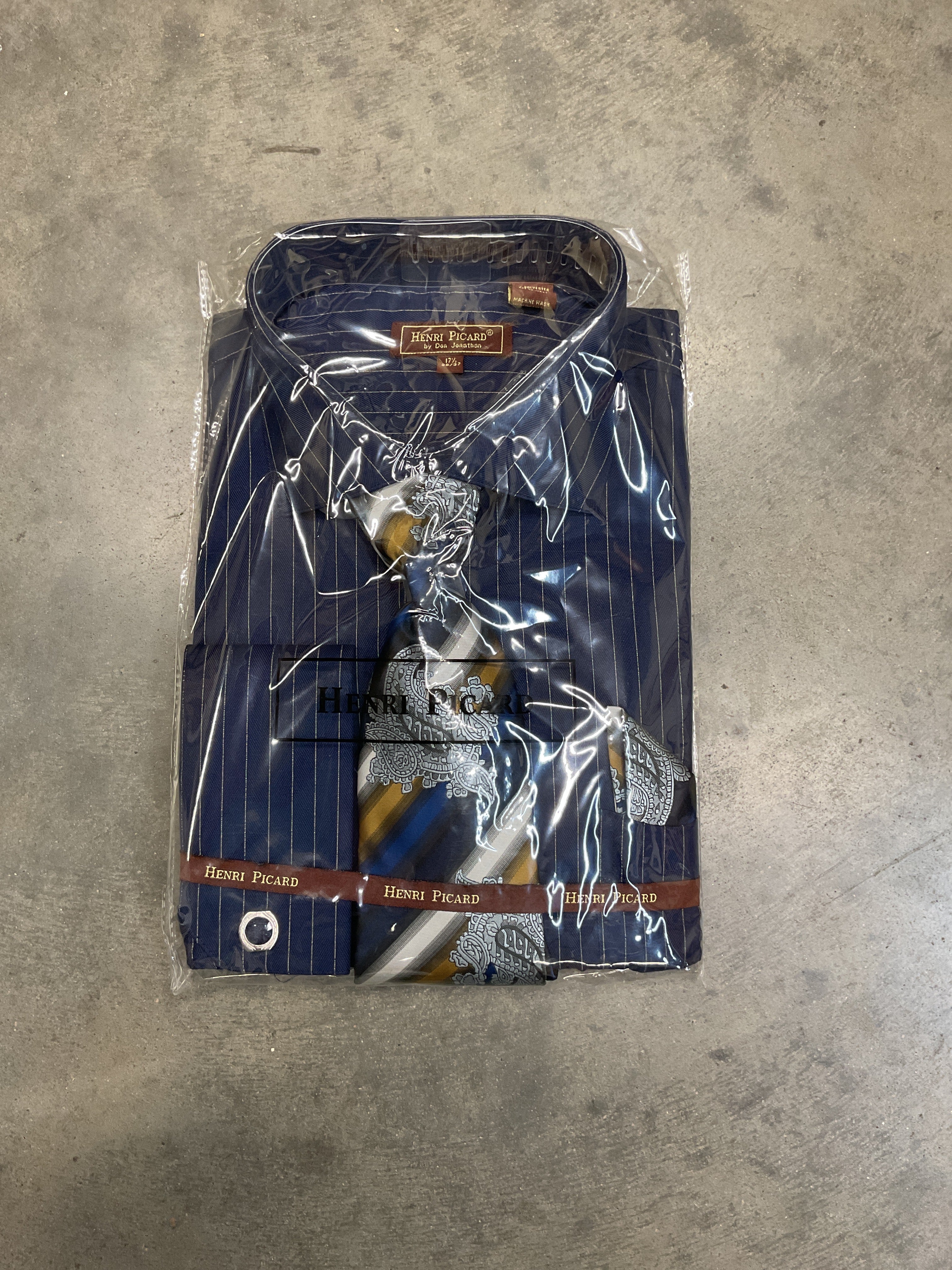 Henry Picard Navy Blue Dress Shirt