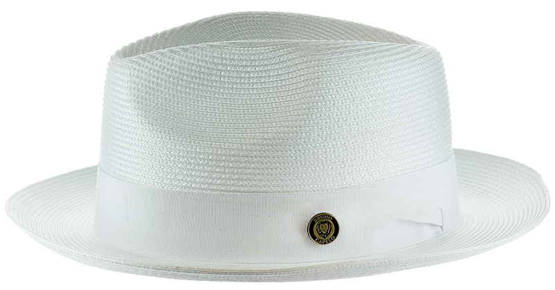 Francesco Collection Natural Straw Fedora Hat Snap Brim by Bruno Capelo