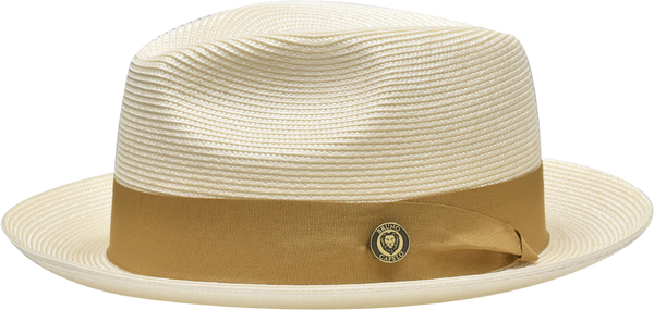 Francesco Collection Natural Straw Fedora Hat Snap Brim by Bruno Capelo