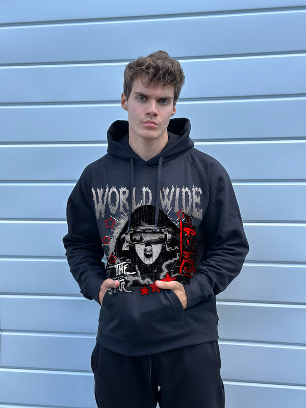 GWEST Old Wold wide star Black Hoodie