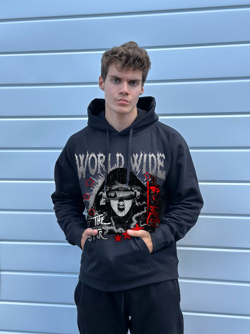 GWEST Old Wold wide star Black Hoodie