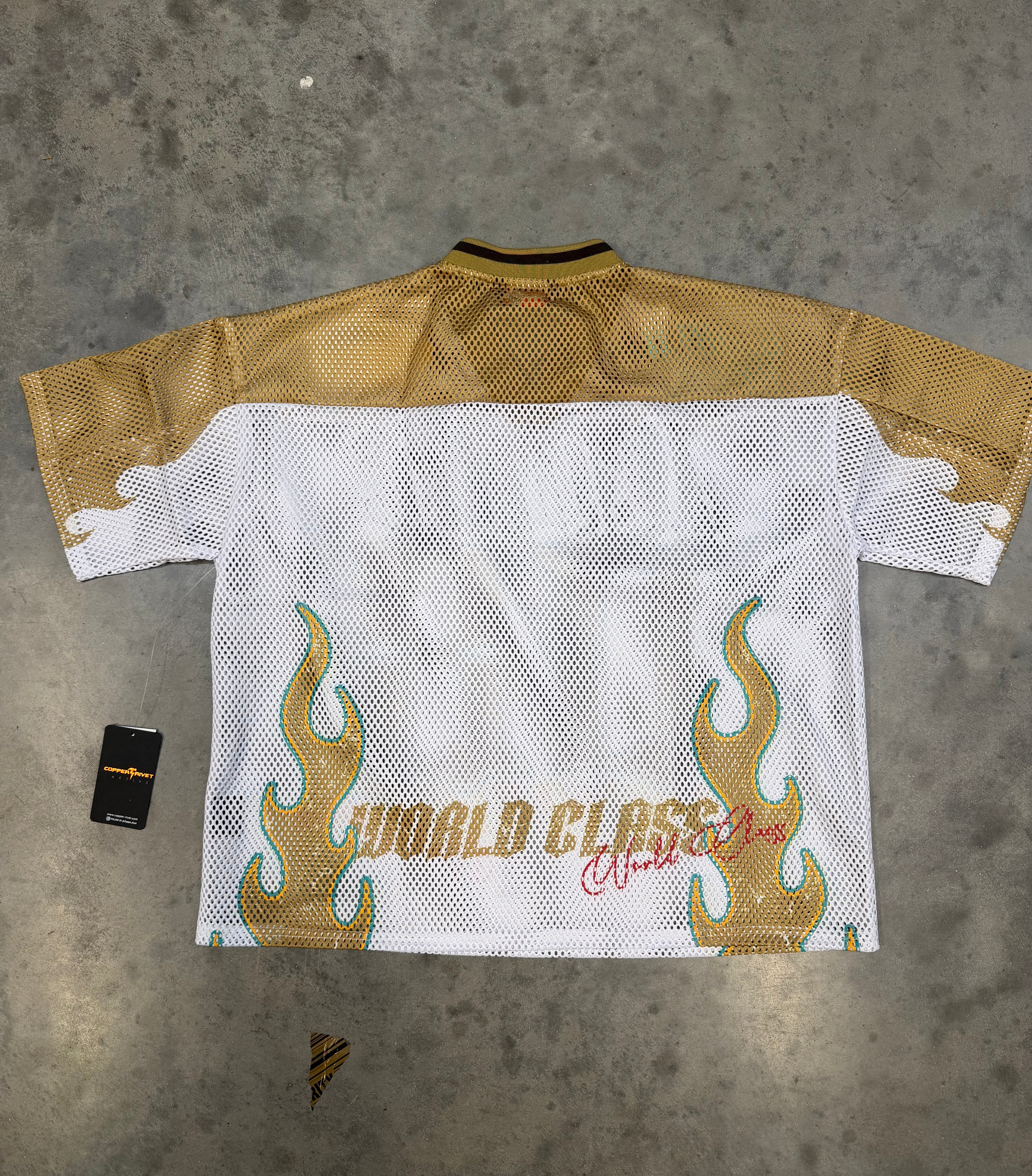 Copper Rivet Cropped White Iconic Mesh Top