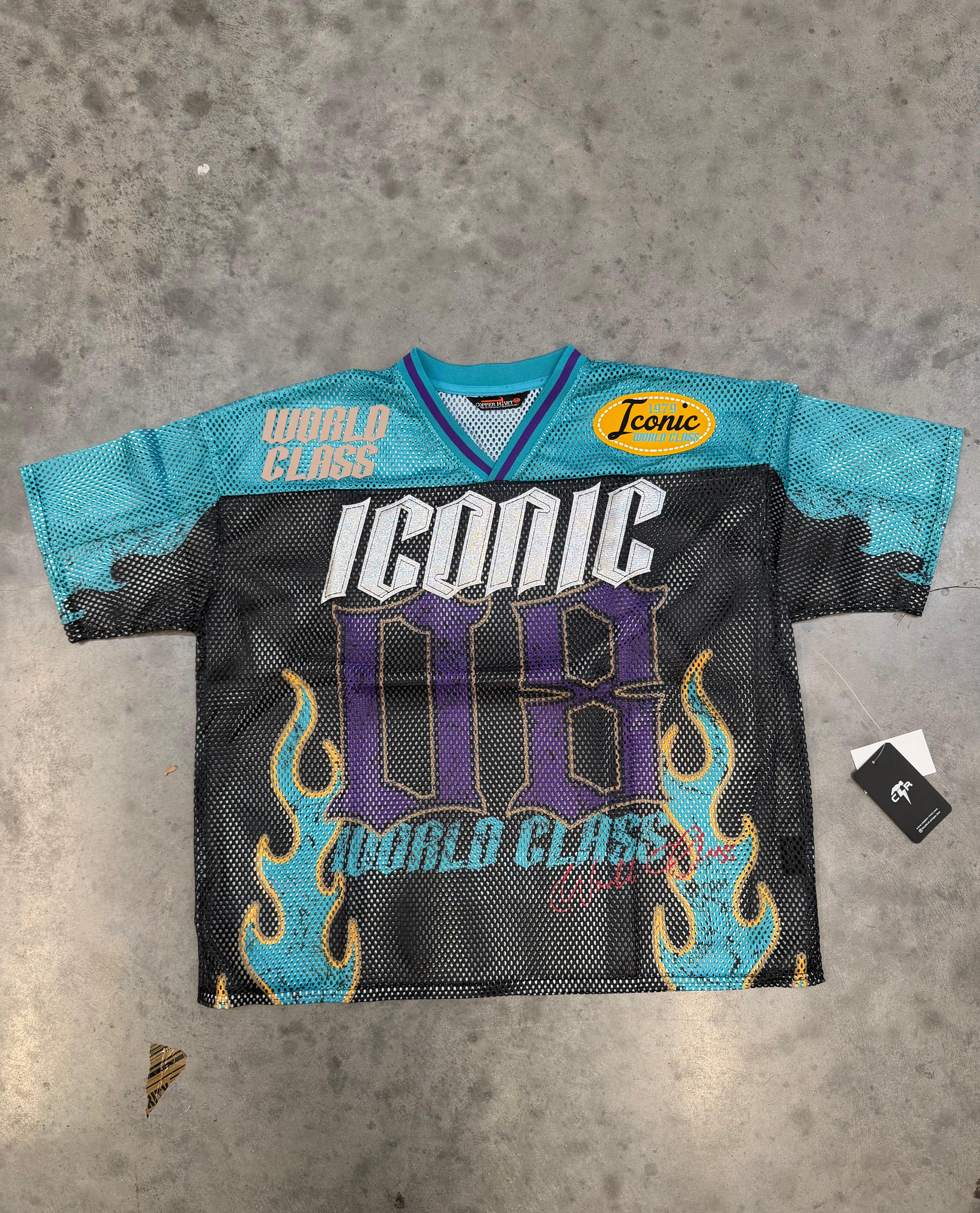 Copper Rivet Cropped Black Iconic Mesh Top