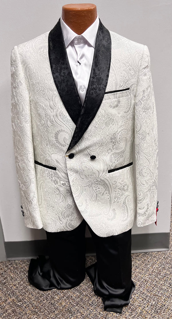 INSERCH off white and black Jacquard suit