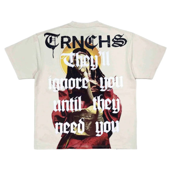 "IGNORING" Cream Tee (TC-24-869S) by TRNCHS