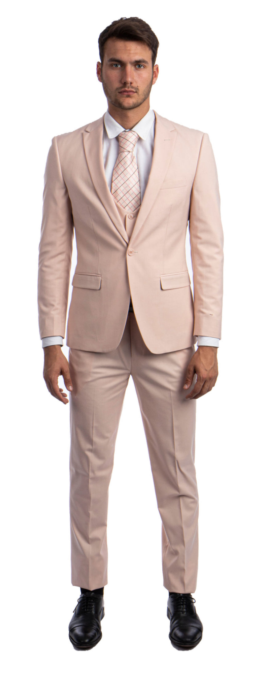 Men's Ultra Slim-Fit 3pc Suit w/ Expandable Waistband by TAZZIO [M255US]