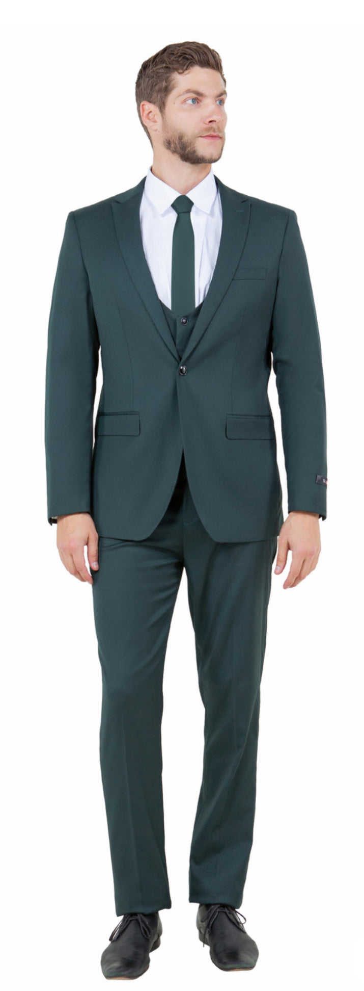 Men's Ultra Slim-Fit 3pc Suit w/ Expandable Waistband by TAZZIO [M255US]