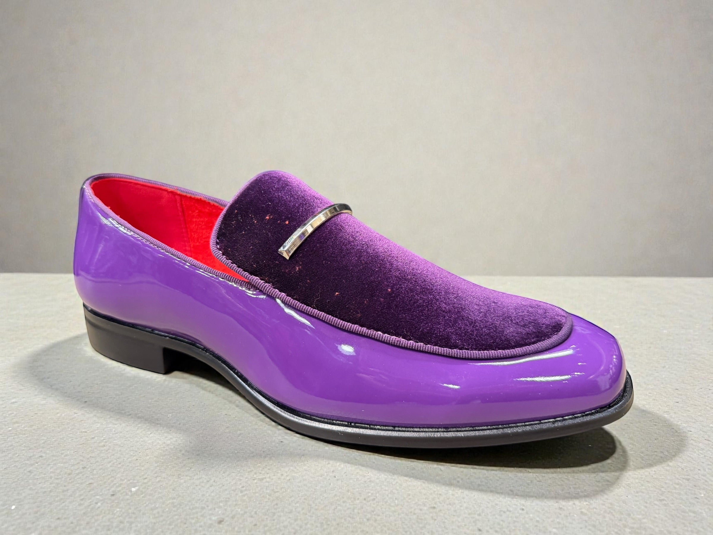 mens purple suede dress shoes Purple suede loafers for men (Size: 41)