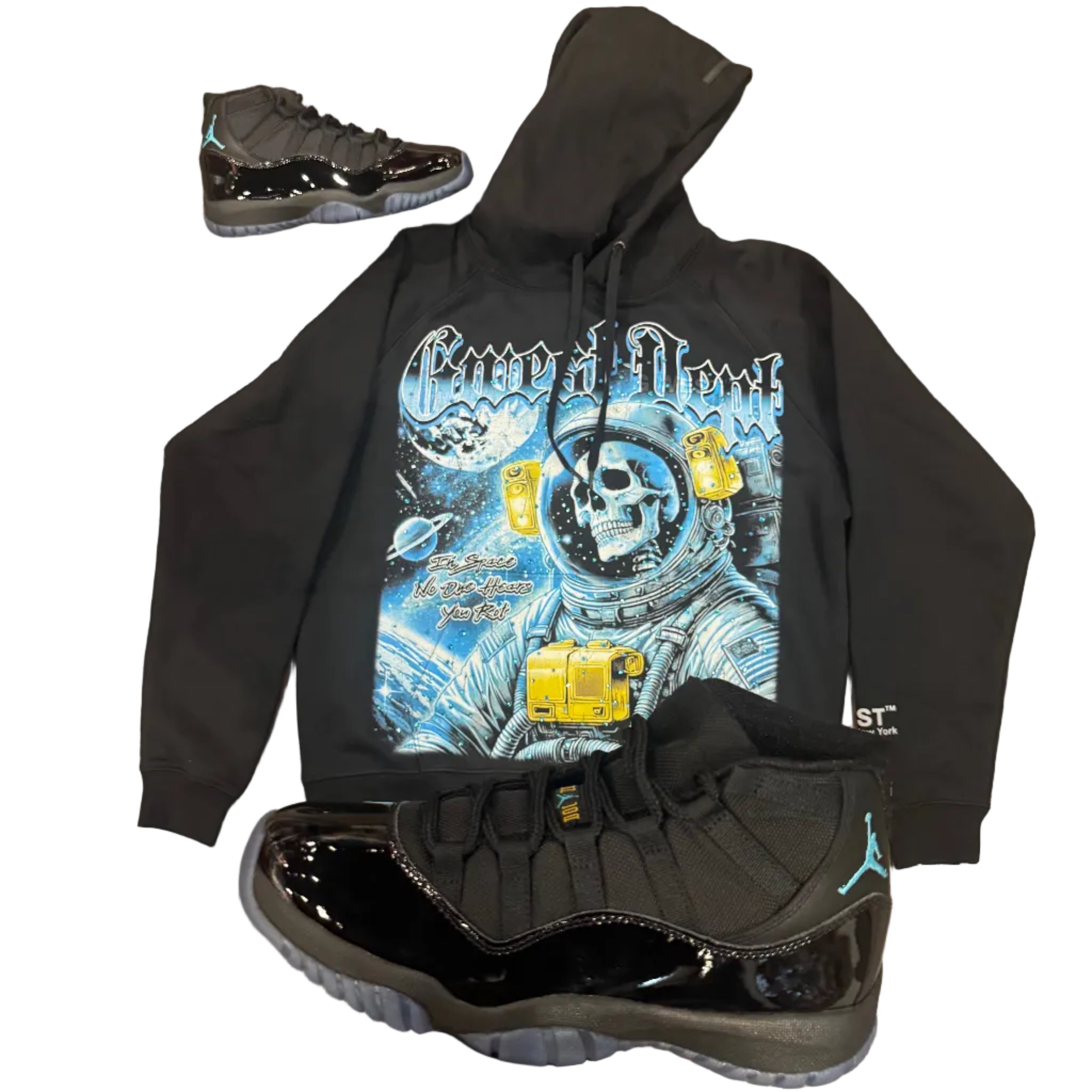 G WEST RHINESTONE ASTRO GHOST HOODIE (GWRHLHD9446)