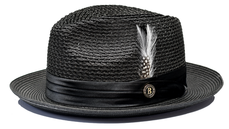 Julian Collection Natural Straw Fedora Hat Snap Brim by Bruno Capelo