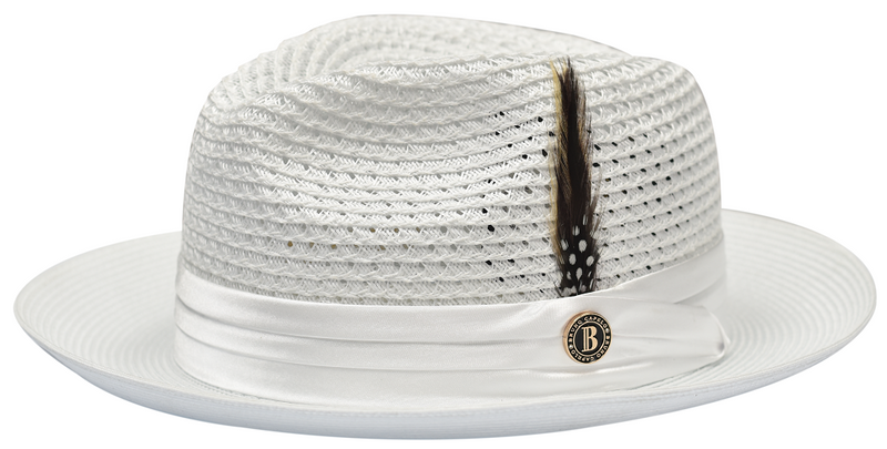 Julian Collection Natural Straw Fedora Hat Snap Brim by Bruno Capelo