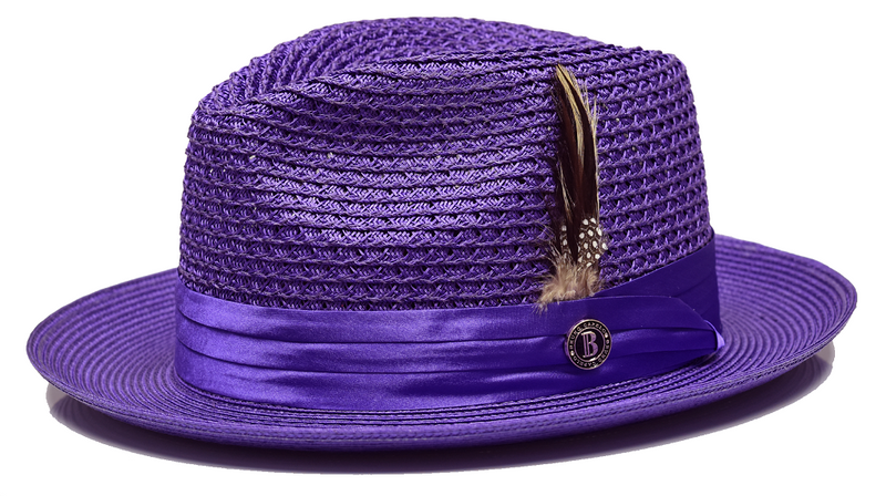 Julian Collection Natural Straw Fedora Hat Snap Brim by Bruno Capelo
