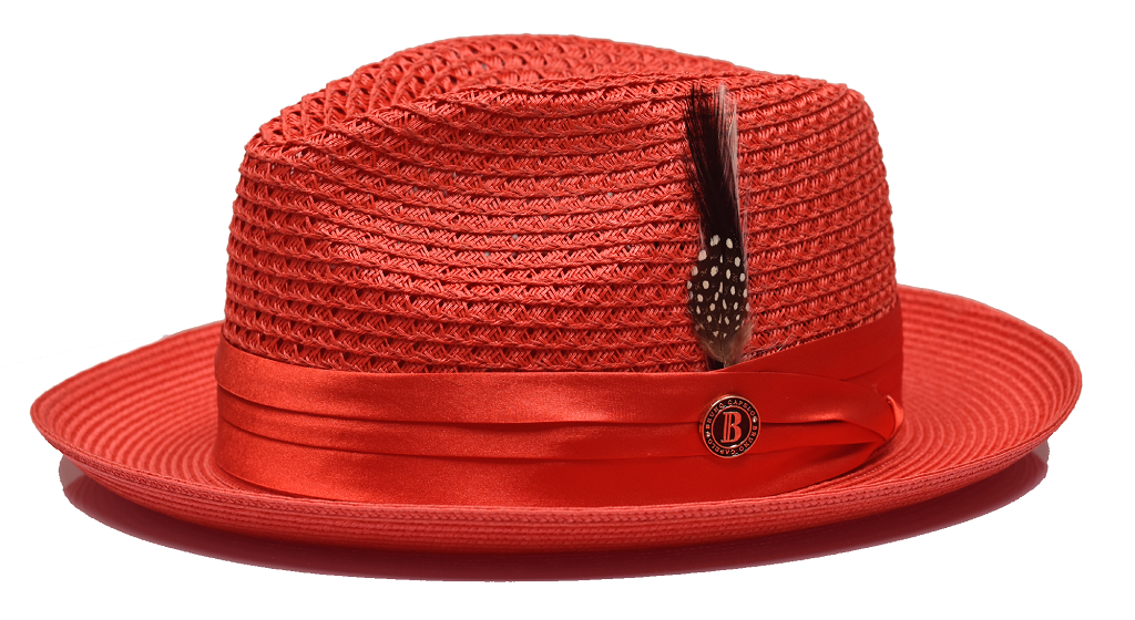 Julian Collection Natural Straw Fedora Hat Snap Brim by Bruno Capelo