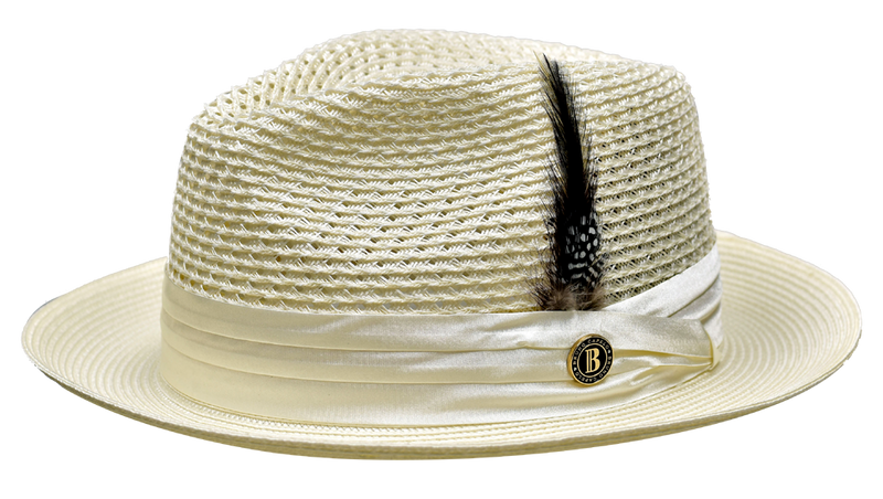 Julian Collection Natural Straw Fedora Hat Snap Brim by Bruno Capelo
