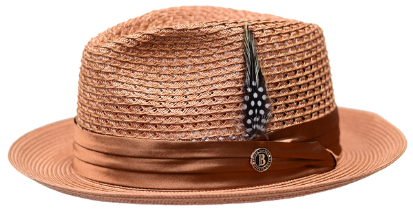 Julian Collection Natural Straw Fedora Hat Snap Brim by Bruno Capelo
