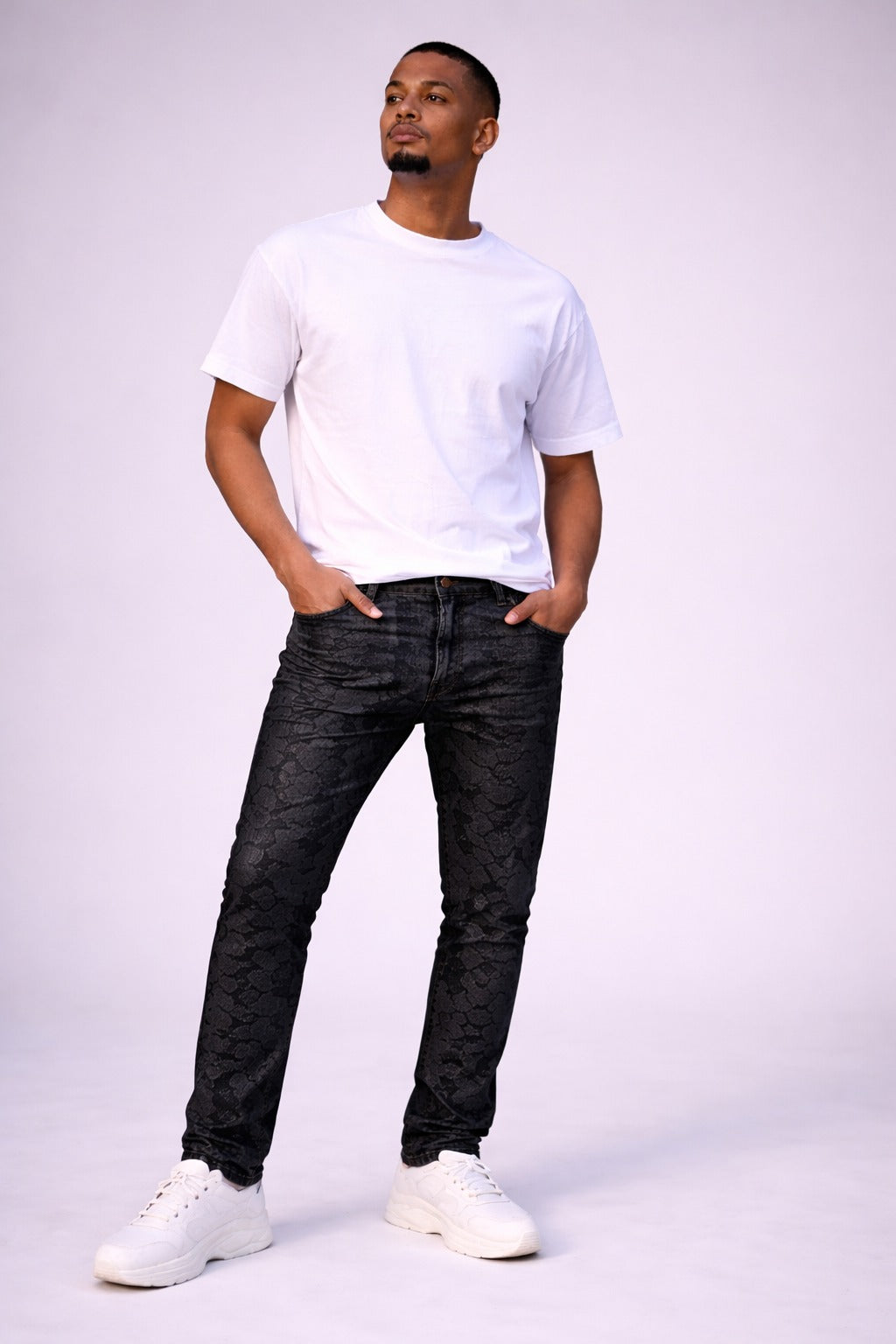 Waimea SLIM FIT JEAN (M8729T-JB) in Black reptile print for men