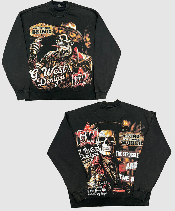 GWEST Being Enlightened Black Crewneck