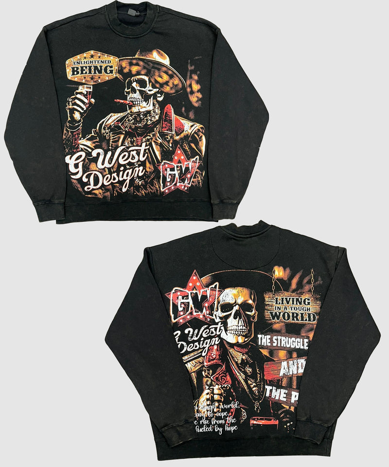 GWEST Being Enlightened Black Crewneck