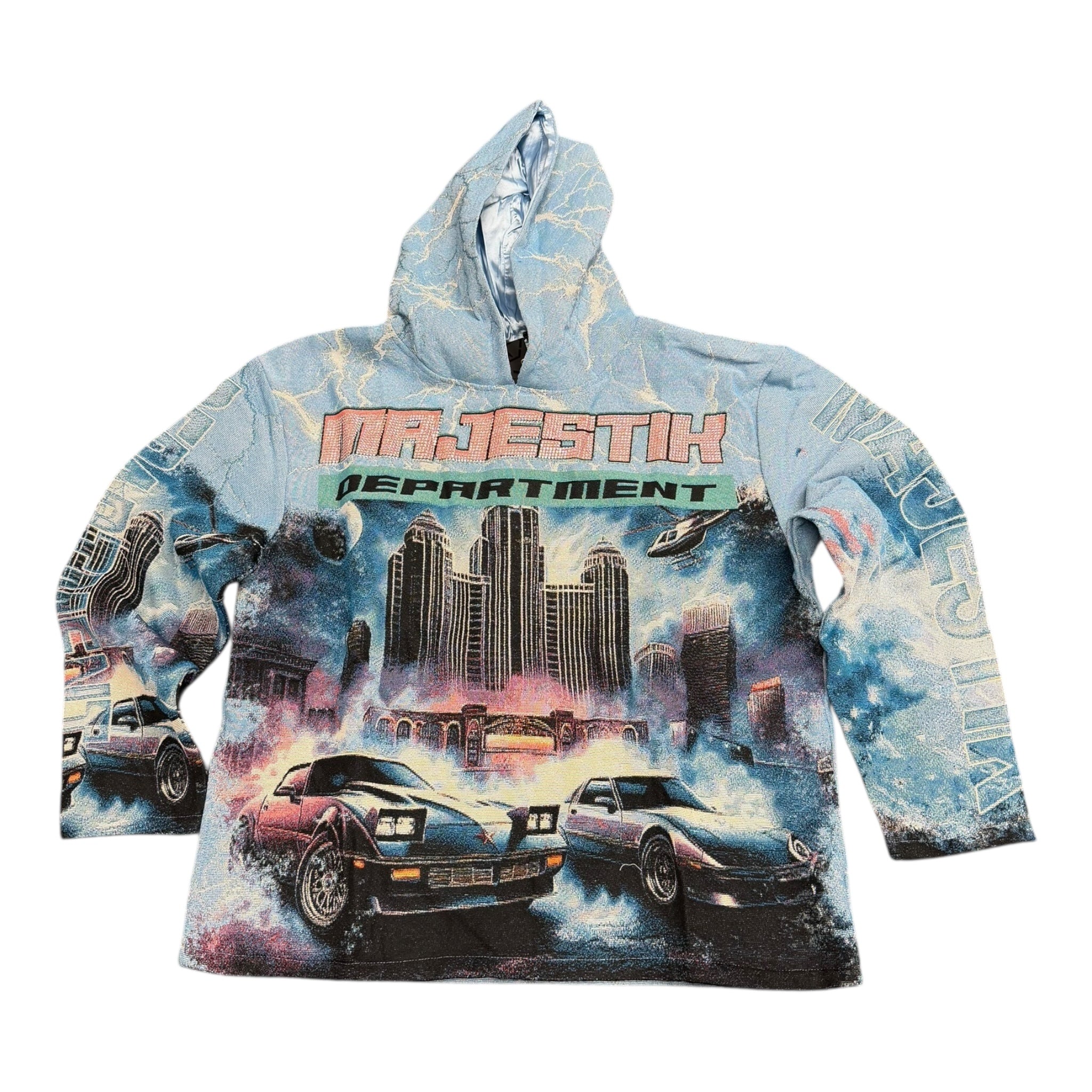 Majestik Mens Tapestry Hoodie Blue TH 2541