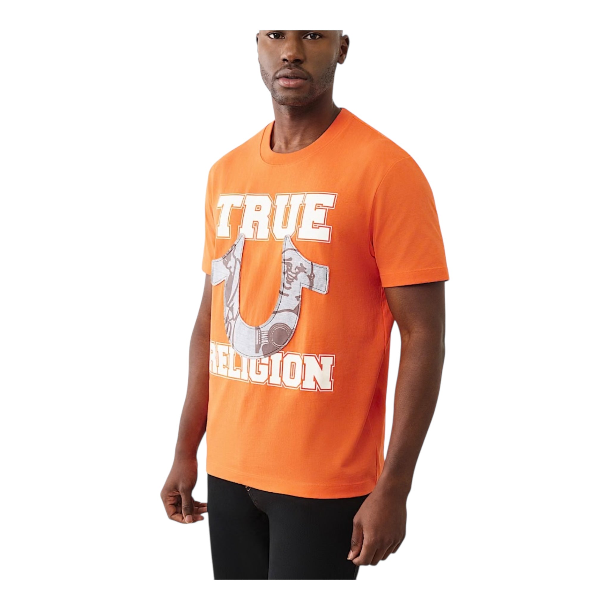 TREU RELIGION TERRY HORSESHOE APPLIQUÉ TEE