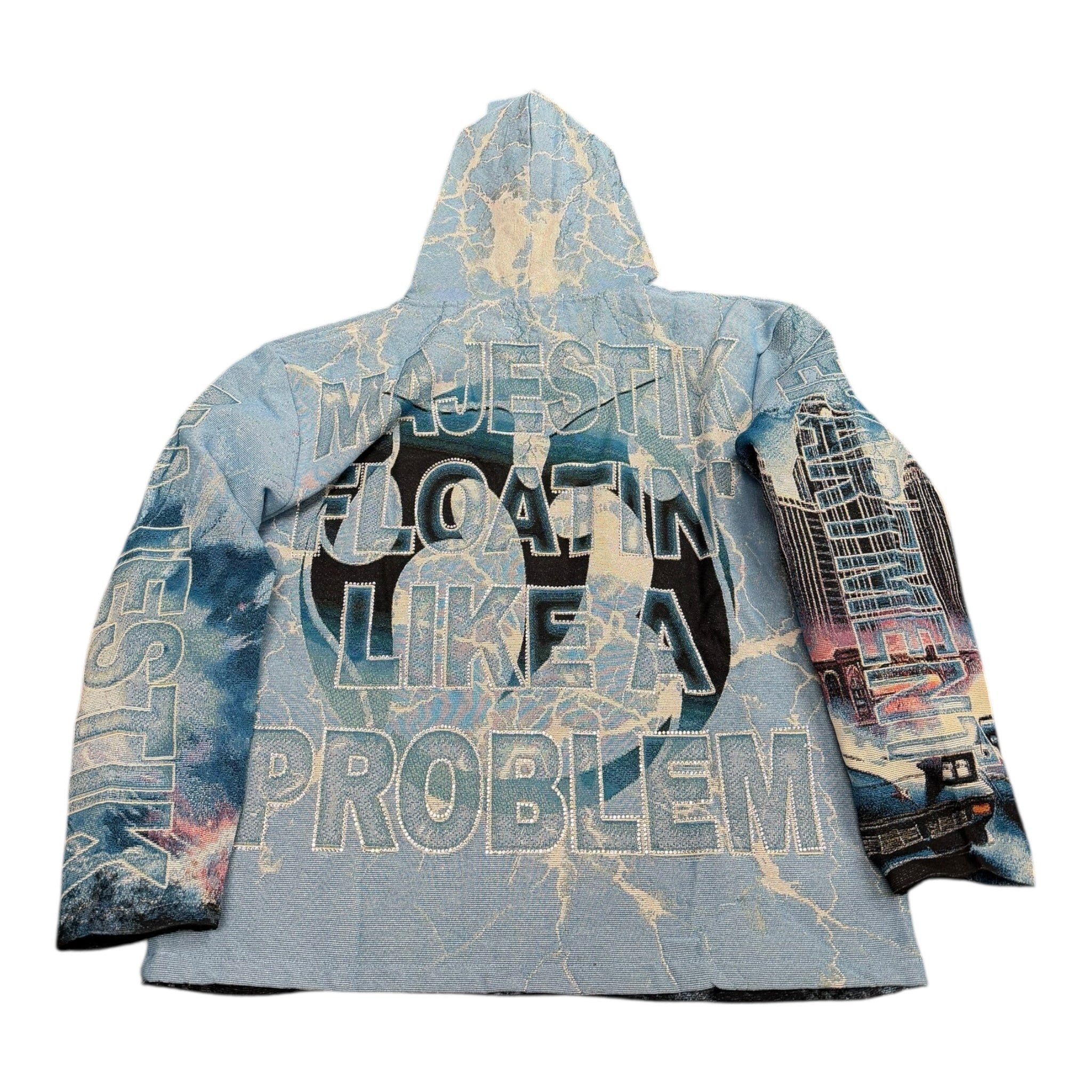 Majestik Mens Tapestry Hoodie Blue TH 2541