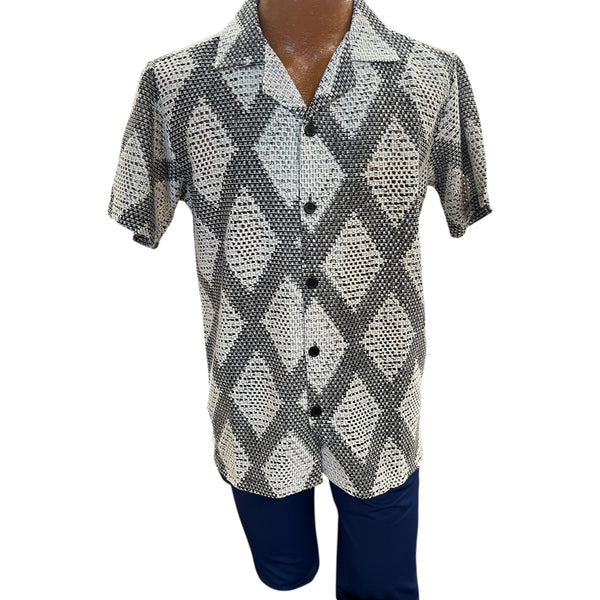 Diamond crochet shirt (SC400) by Suslo Couture