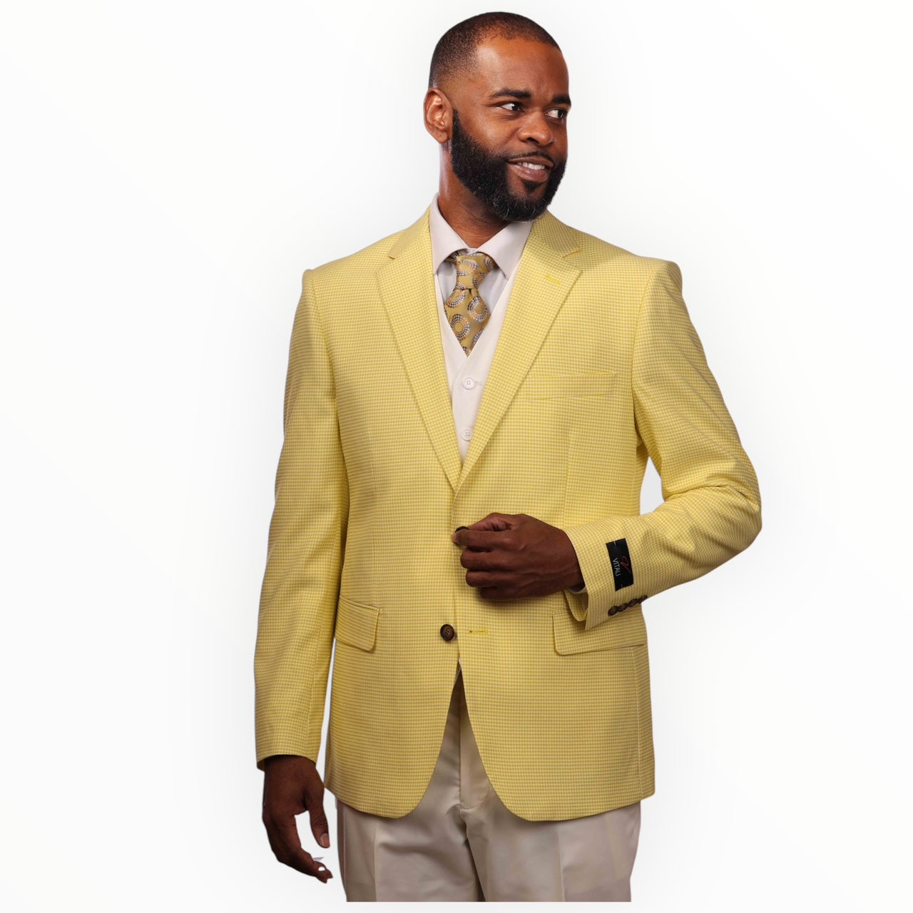 Men's 3 pc Modern fit suit in light yellow [M8101]