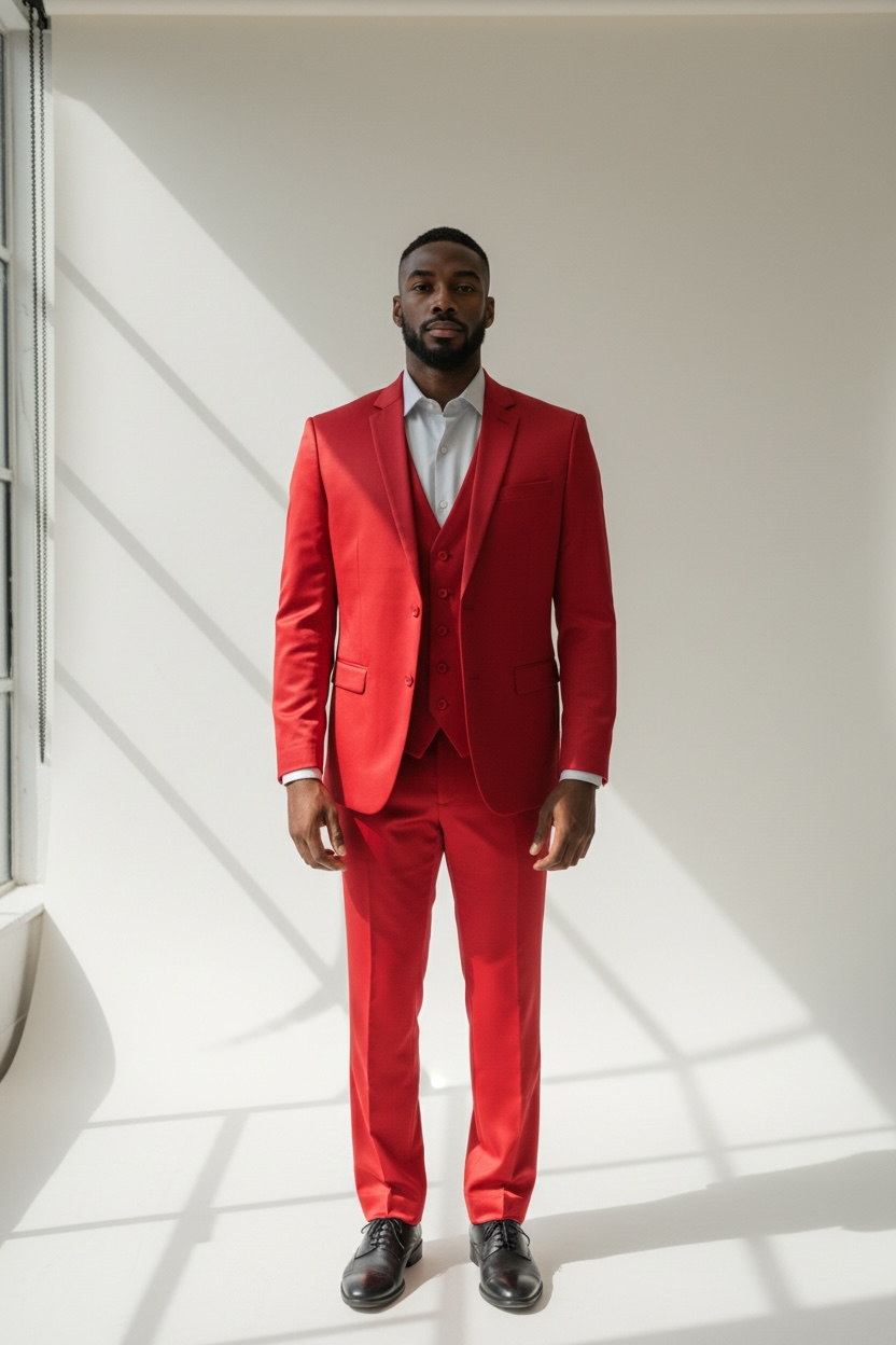 Retro Red Satin Tux for Men