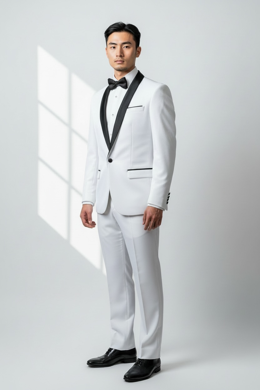 Retro White Iridescent Tux for Men