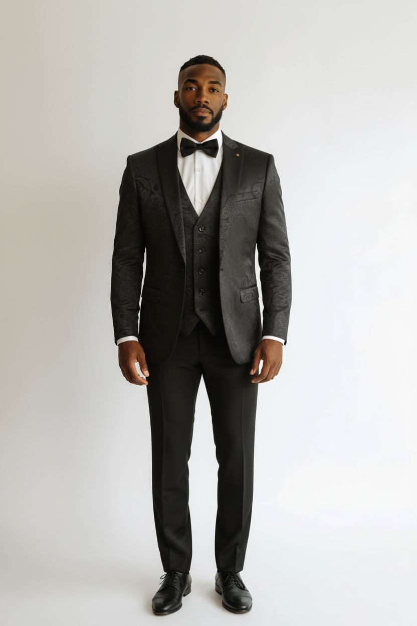 Retro Black Satin Tux for Men