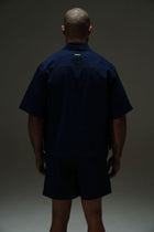 PURPOSE CROPPED CUBAN BUTTON DOWN SHIRT - NAVY