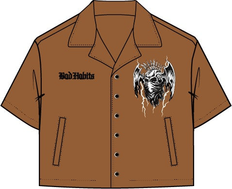 BAD HABITS CROPPED TWILL SHIRT (RK1481732)by Roku
