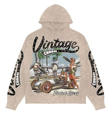 VINTAGE CHARM ENZYME WASHED BOXY FLEECE HOODIE (RK5481813)