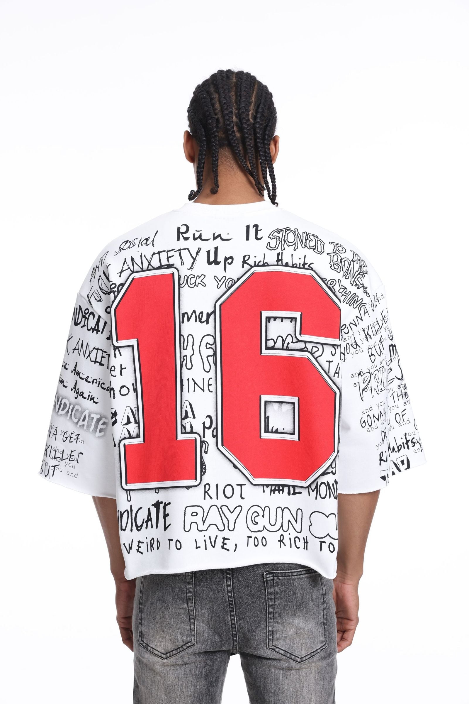 Syndicate crop tee white and red for men