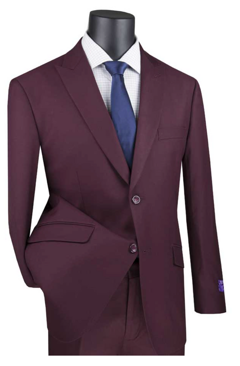 Modern Fit Suit from Vinci in Maroon