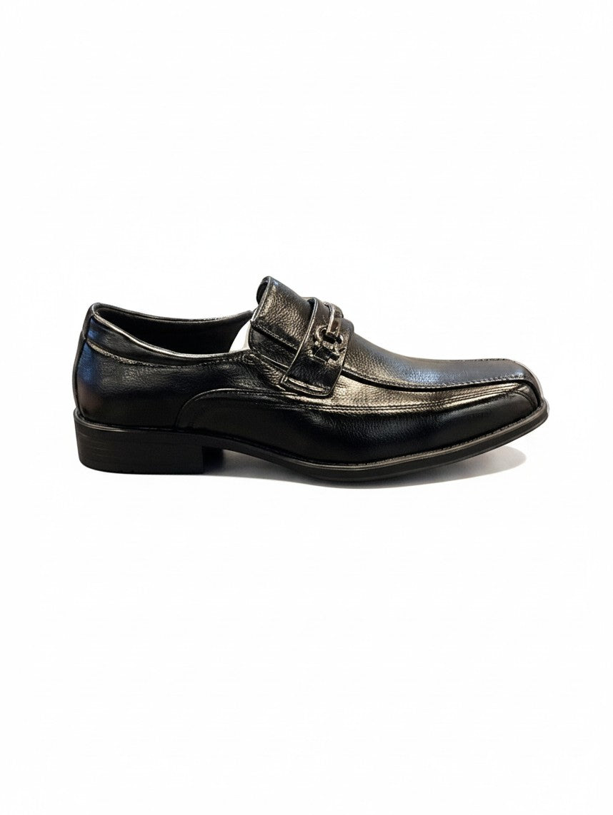 Looking Good Pine Bluff Jerko black leather formal slip-on dress shoe with metal bit detail