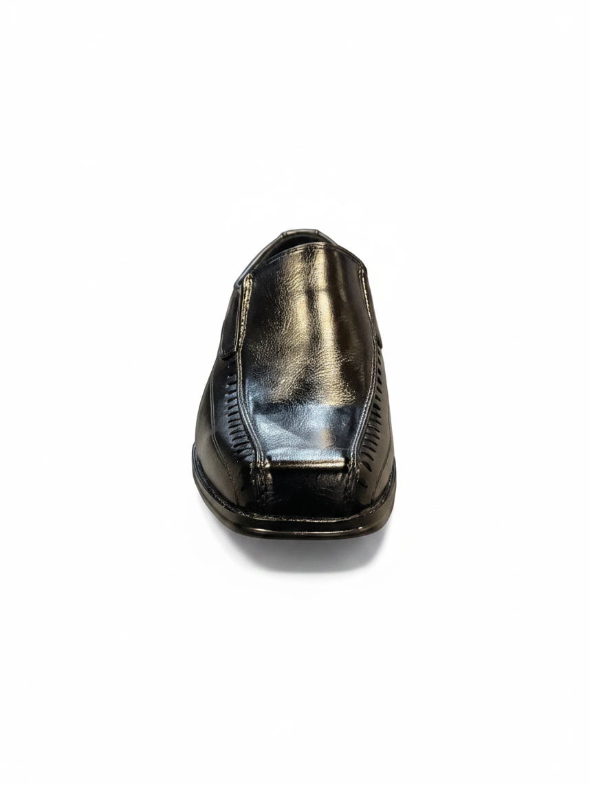 Looking Good Pine Bluff Jerko black leather formal slip-on dress shoe with stitched detailing