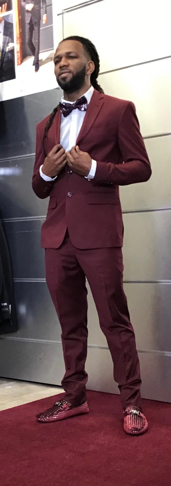 Skinny Fit Burgundy suit by  Needle and Stitch