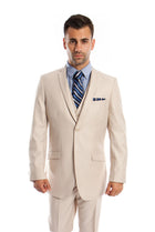 Brown Solid 3-PC Slim Fit Stretch Suits For Men