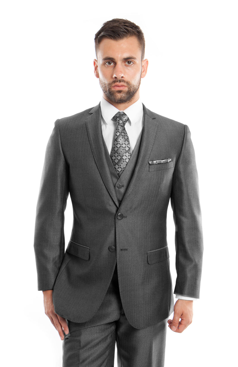 Men's Textured Gray Suit