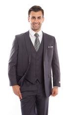 Gray 3-PC Slim Fit Stretch Suits For Men