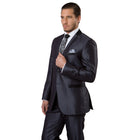 Navy Tone on Tone Shiny 2-PC Slim Fit Suits For Men