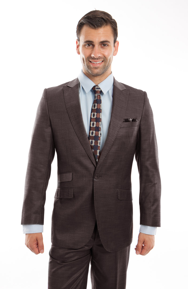 Brown 2-PC Slim Fit Performance Stretch Suits For Men