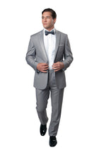 Light Grey / Light Grey Satin Bryan Michaels Satin Peak Lapel With Trim Tuxedo Solid Slim Fit Prom Tuxedo For Men MT187S-05