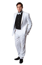 White / White Satin Bryan Michaels Solid Notch Lapel Tuxedo Solid Slim Fit Prom Tuxedo For Men MT202S-02